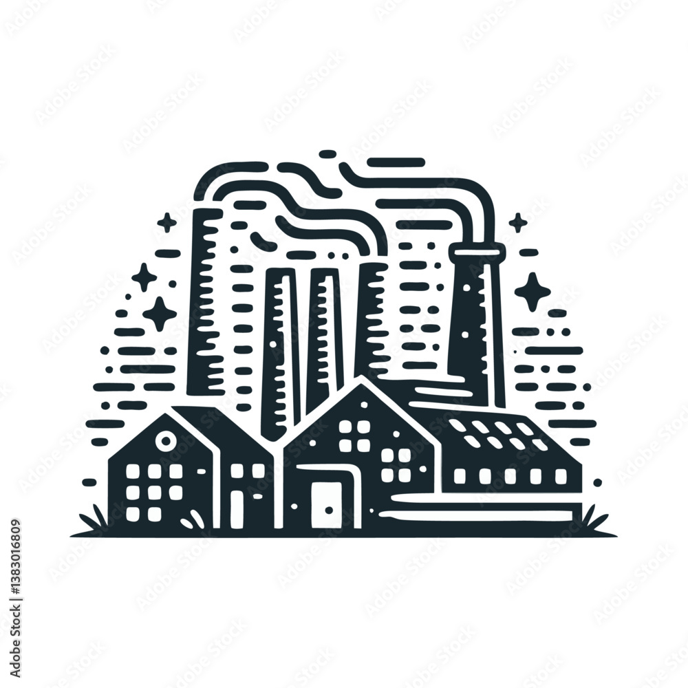Obraz premium industrial factory engrave logo icon design icons set transparent background