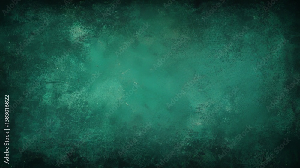 Obraz premium Elegant dark emerald green grunge background with vintage aged texture and black shadow border for luxurious abstract designs, classic digital backdrops, and sophisticated graphic projects 