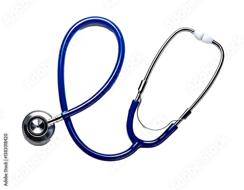 Blue stethoscope with chrome chest piece isolated on black


