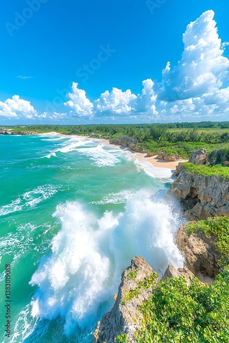 Tropical Beach Waves Scenic View