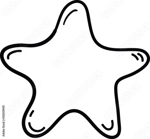 Beautiful hand drawn fashion star icon. Hand drawn black sketch. Sign / symbol / doodle. Isolated on white background. Flat design. Vector illustration