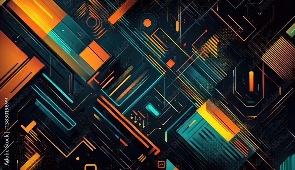 Abstract geometric design with vibrant colors and intricate lines Abstract geometric design with vibrant colors and intricate lines