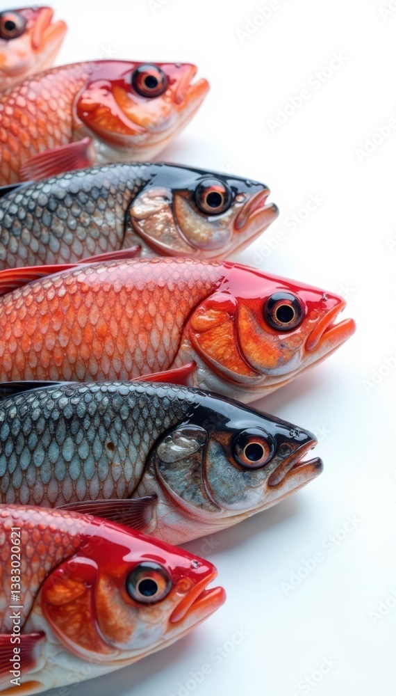 Fish scales with bright colors on white background, marine, bright colors Fish scales with bright colors on white background, marine, bright colors