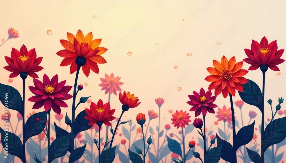 Obraz premium Elegant dahlia silhouettes, creating a sophisticated floral motif , abstract, illustration