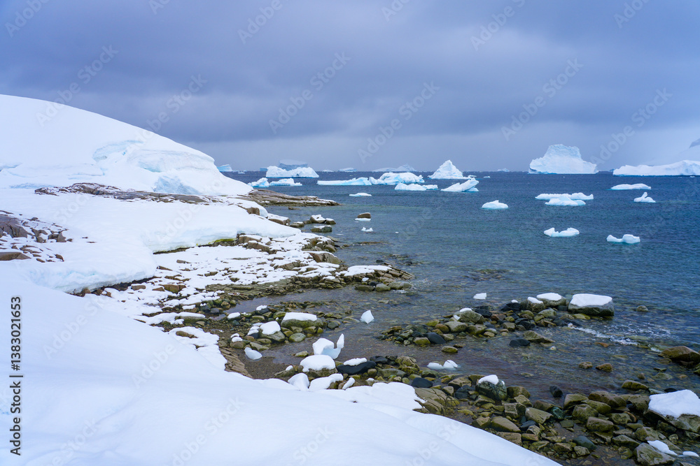 Cape Reclus near Portal Point, a narrow point that served as a gateway to the continental plateau of Antarctica in 1956 when a refuge was established on its coast