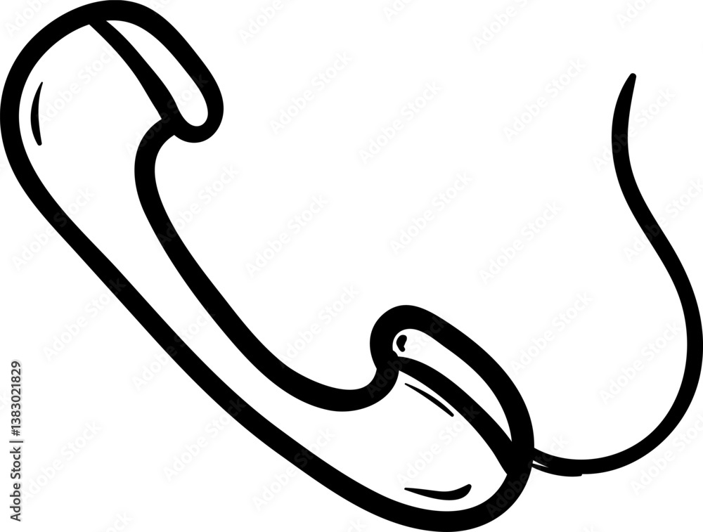 Hand drawn telephone doodle icon. Hand drawn black sketch. Sign symbol. Decoration element. White background. Isolated. Flat design. Vector cartoon illustration Hand drawn telephone doodle icon. Hand drawn black sketch. Sign symbol. Decoration element. White background. Isolated. Flat design. Vector cartoon illustration