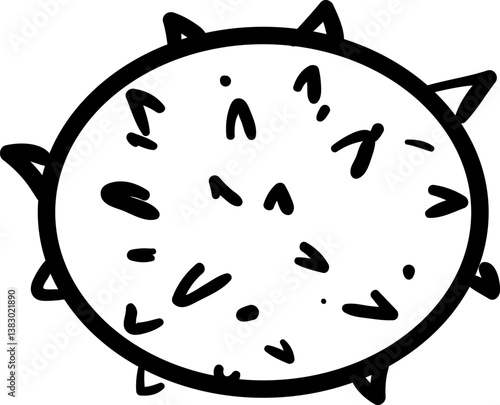 Handdrawn doodle prickle icon. Hand drawn black sketch. Sign symbol. Decoration element. White background. Isolated. Flat design. Vector illustration