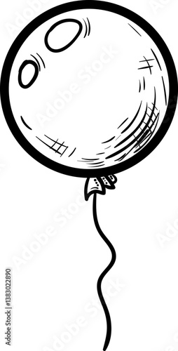 Beautiful hand drawn fashion balloon icon. Hand drawn black sketch. Sign / symbol / doodle. Isolated on white background. Flat design. Vector illustration