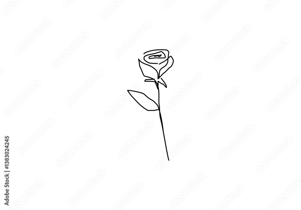 line art illustration representing a rose flower with elegant and minimal strokes. line art illustration representing a rose flower with elegant and minimal strokes.