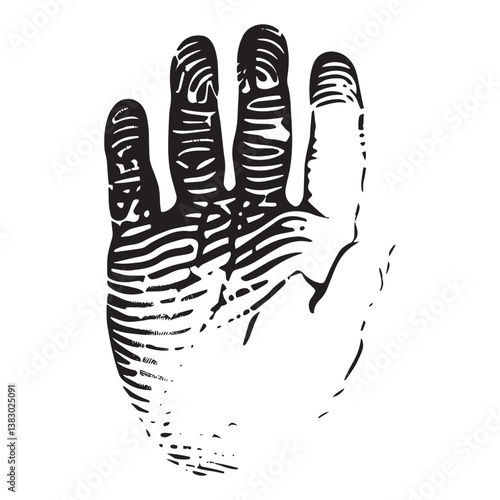 hand print for forensic evidence - palm print biometric scan silhouette