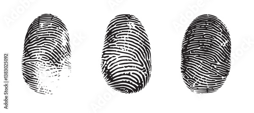 fingerprint for forensic evidence - thumb print biometric scan silhouette