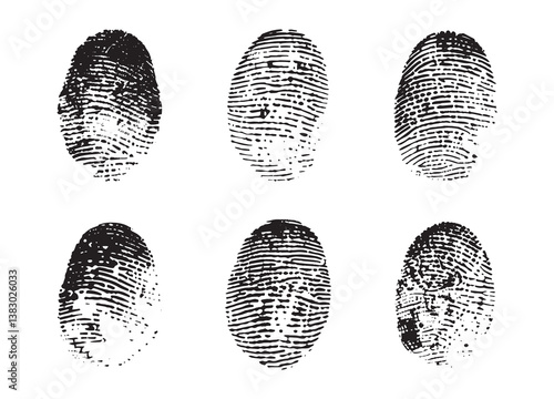 fingerprint for forensic evidence - thumb print biometric scan silhouette