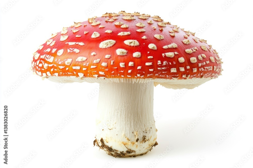 Close-up of a Red and White Toadstool Mushroom on White Background Close-up of a Red and White Toadstool Mushroom on White Background
