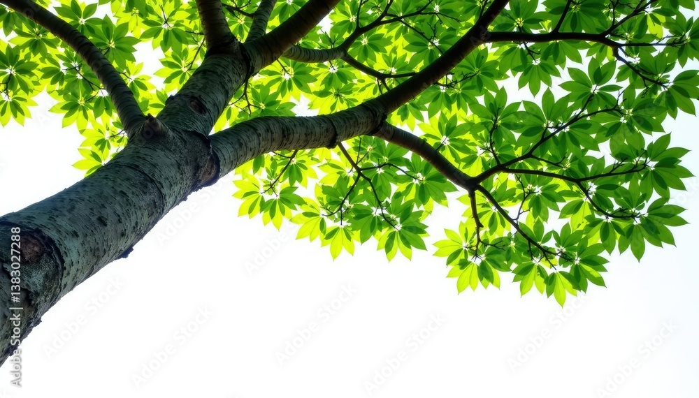 Fototapeta premium Thick tree branches stretching against a bright white background, branches, organic