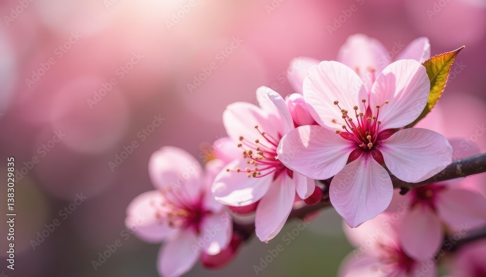 custom made wallpaper toronto digitalDelicate pink cherry blossoms, full bloom, soft petals , illustration, subtle