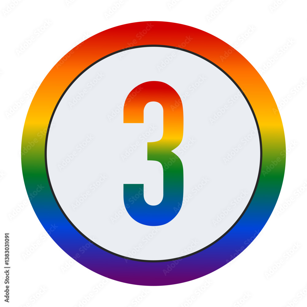 LGBTQ Pride Number 3 – Rainbow Symbol of Equality LGBTQ Pride Number 3 – Rainbow Symbol of Equality