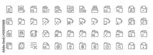 Document icon set. Paper document icons in line style. Clipboard, checklist, report, survey or agreement editable stroke outline icons
