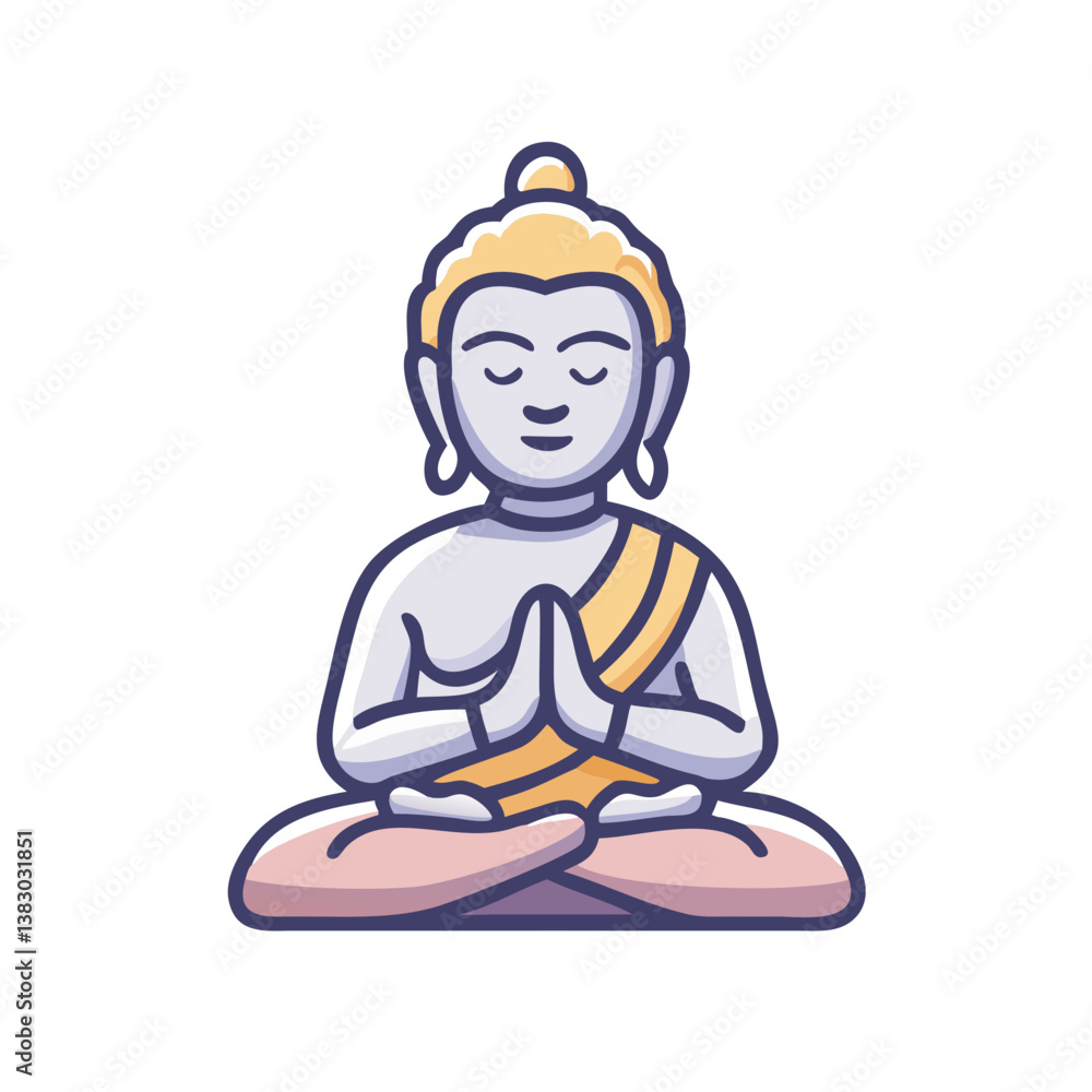 Buddha in pastel tones sitting in yoga meditation position