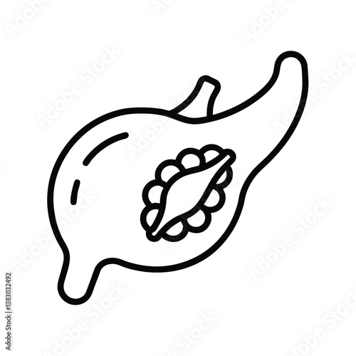 pancreas icon with insulin related elements.