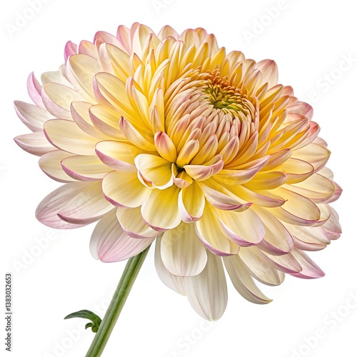 Chrysanthemum flower, single chrysanthemum in full bloom, hyper-realistic, ultra-detailed petals with soft layers and vibrant colors (yellow, white, or pink), soft natural lighting, high resolution, w
