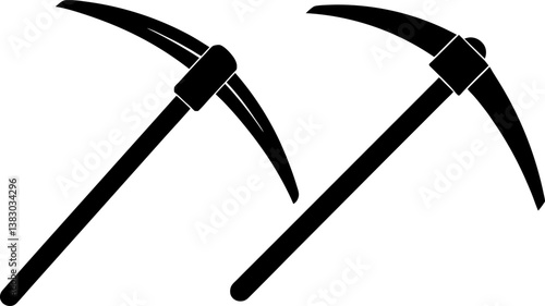 Pickaxe vector collection & Set of pickaxe black silhouette vector designs