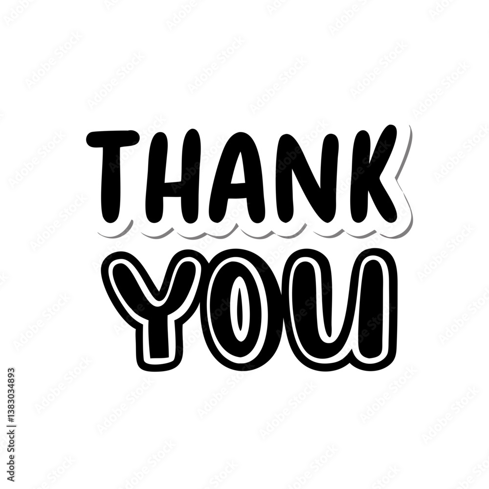 Black and white thank you text in bold comic style Black and white thank you text in bold comic style