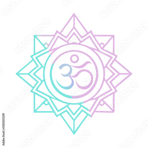Om symbol in colorful geometric chakra background