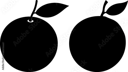 Orange fruit vector collection & Set of fruits black silhouette vector designs