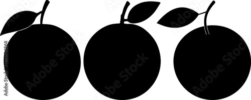 Orange fruit vector collection & Set of fruits black silhouette vector designs