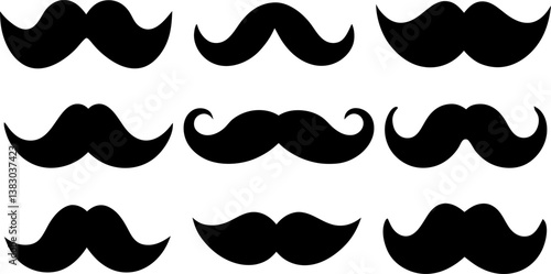 Moustache vector collection & Set of man beard black silhouette vector designs