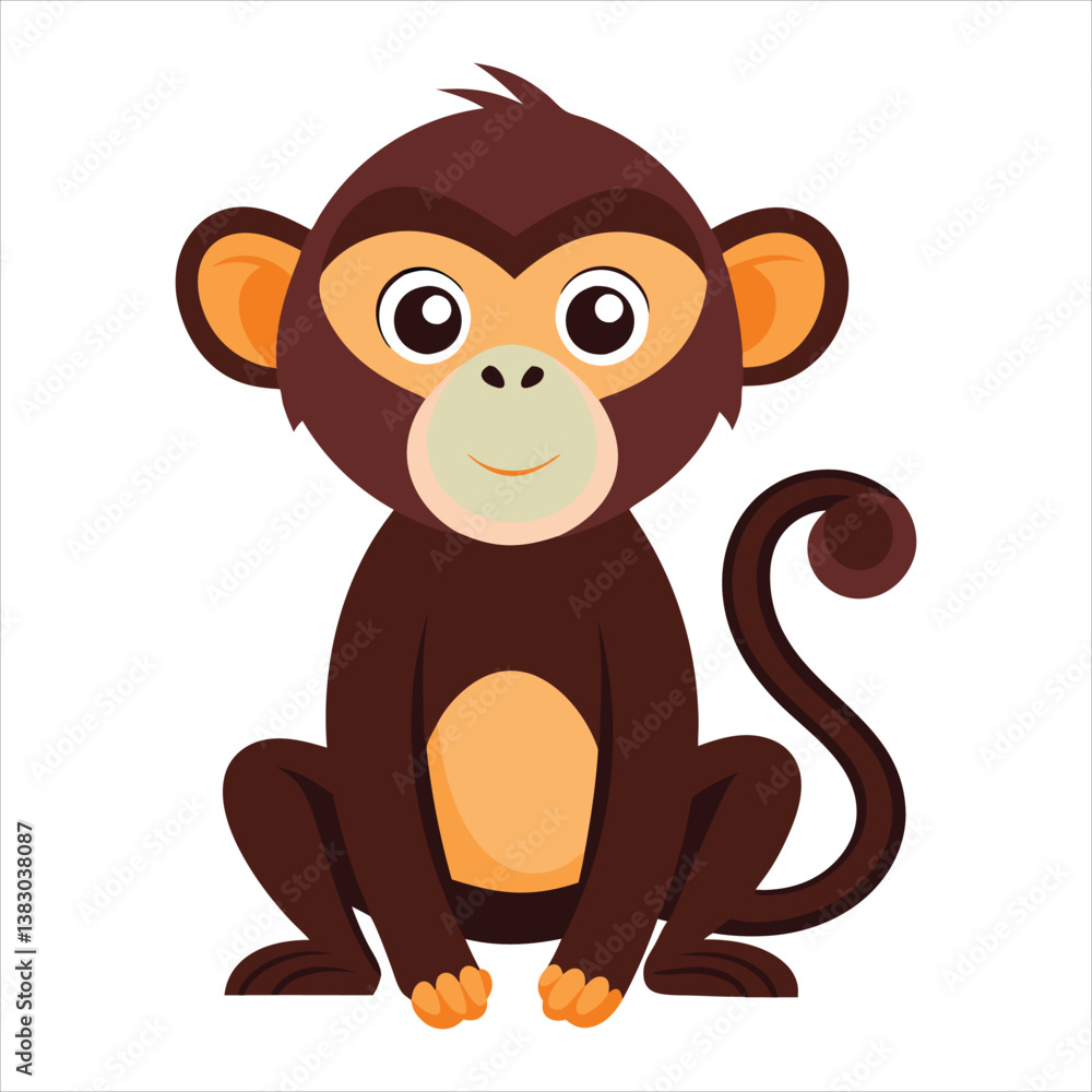 Fototapeta premium Cute Cartoon Monkey Playful Jungle Animal Illustration Art & Illustration