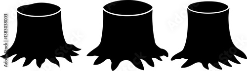 Tree stump vector collection & Set of tree stump black silhouette vector designs
