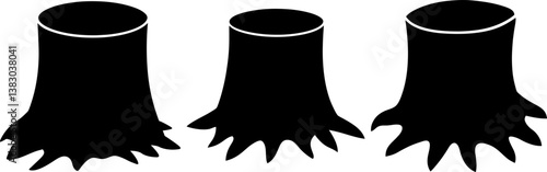 Tree stump vector collection & Set of tree stump black silhouette vector designs