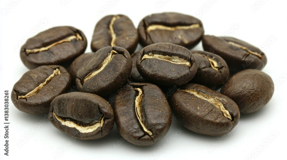 A pile of coffee beans with a brown color A pile of coffee beans with a brown color