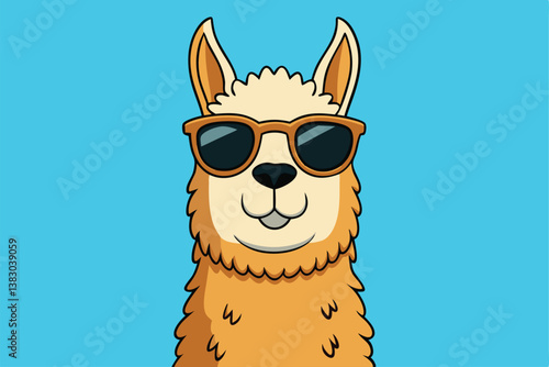Cool llama with sunglasses funny illustration