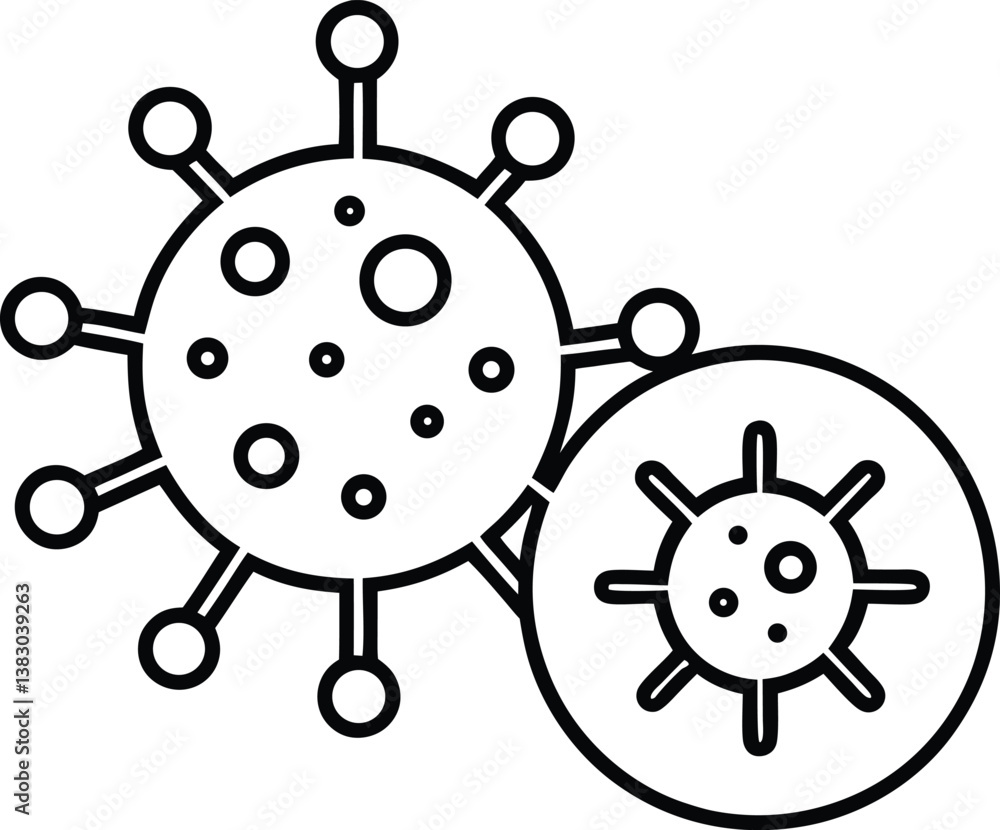 Viruses outline vector in transparent background