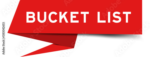 Redcolor speech banner with word bucket list on white background