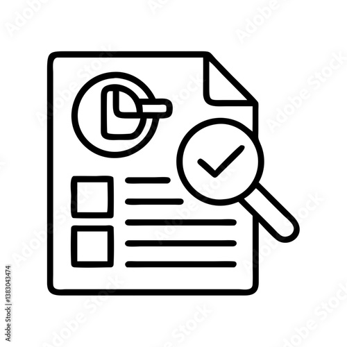 Audit checklist document with magnifying glass for inspection and verification process review 