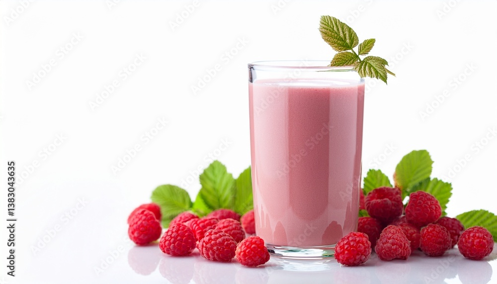 raspberry milk smoothie on a white background raspberry milk smoothie on a white background