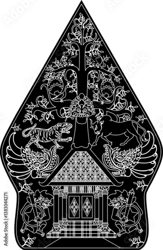 Siluet Gunungan Wayang Jawi, Original puppet from Indonesia