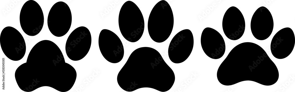 Fototapeta premium Dog paw print vector collection & Set of animal paw print silhouette vector designs