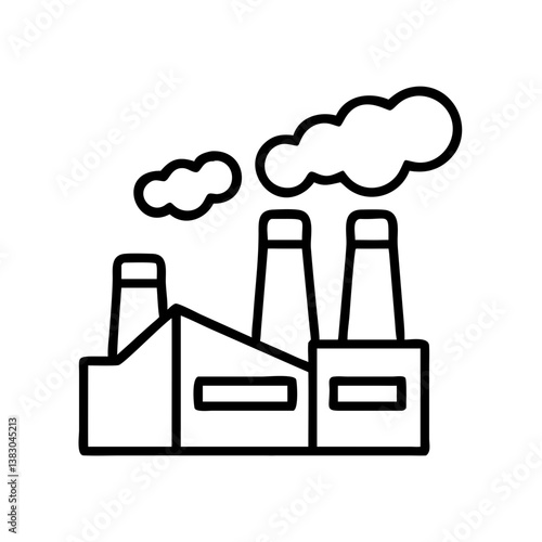 Illustration of factory with smoke stacks industrial plant pollution outline drawing vector design icon graphic