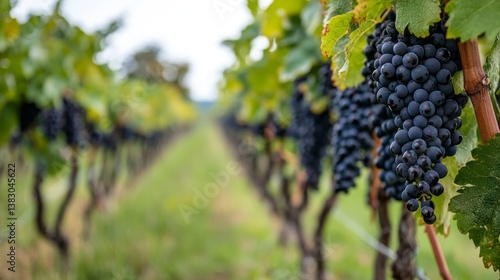 Wallpaper Mural A row of grape vines with black grapes hanging from them Torontodigital.ca