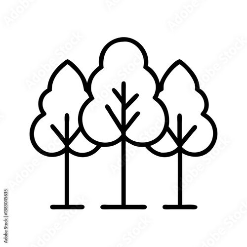 Three simple trees vector illustration for nature forest park and outdoor design element icon graphic asset