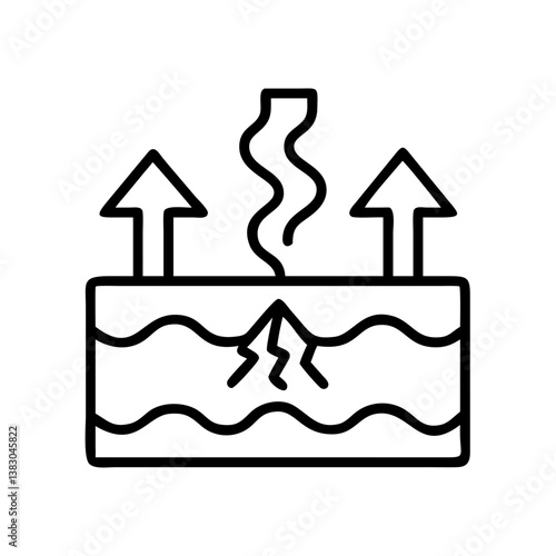 Soil erosion and evaporation process diagram showing water loss and land degradation with arrows and cracks