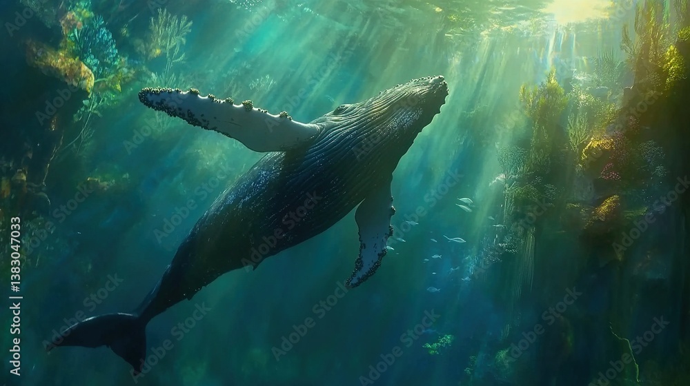 Fototapeta premium Humpback whale in the ocean