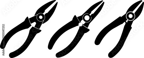 Plier tools vector collection & Set of gardening tool silhouette vector design