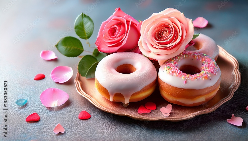 tasty donuts with rose and icing tasty donuts with rose and icing