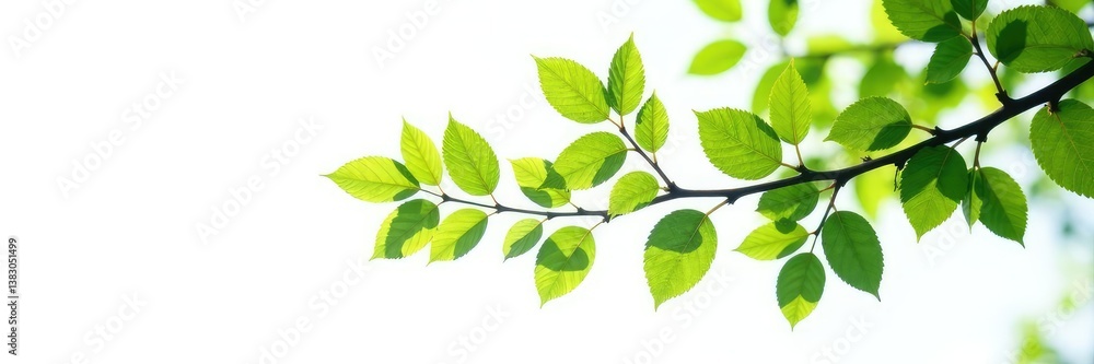 Long isolated branches with leaves on white background, nature, tree, forest Long isolated branches with leaves on white background, nature, tree, forest