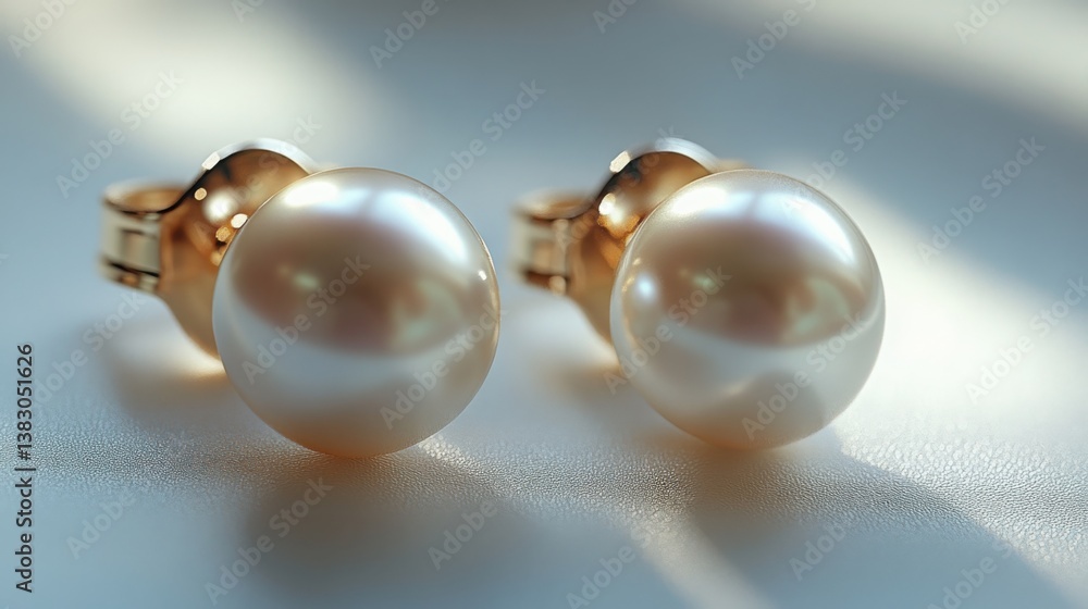 Elegant Pearl Stud Earrings in Gold Setting Luxury Jewelry Close Up Elegant Pearl Stud Earrings in Gold Setting Luxury Jewelry Close Up
